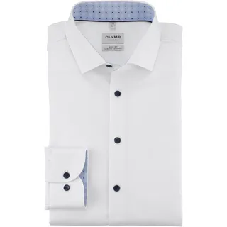 Businesshemd OLYMP "Level Five - Climate Control", Jungen, Gr. 45, N-Gr, weiß, Web, Obermaterial: 64% Baumwolle, 27% Polyester, 9% Elasthan, körpernah, 2-Knopf-Manschette, Hemden Businesshemd, Kontrastfarbene Details am Kragen und Manschette