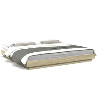 vidaXL Bettgestell mit LED Sonoma-Eiche 200x200 cm Holzwerkstoff - Braun
