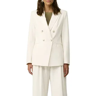 Jackenblazer S.OLIVER BLACK LABEL, Damen, Gr. 46, beige (cream), Obermaterial: 86% Polyester, 14% Elasthan. Futter: 100% Polyester, unifarben, slim fit taillenbedeckt, gerader Abschluss, Blazer Jackenblazer, mit Reverskragen