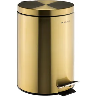 Navaris 12l Mülleimer für Bad - Badezimmer Mülleimer Kosmetikeimer - Badmülleimer aus Edelstahl - Abfalleimer Badeimer - Bathroom Bin - Goldfarben