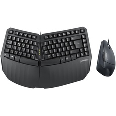 Perixx PERIDUO-413B - Kabelgebundene Ergonomische Kompaktastatur und Vertikale Maus mit geteiltem Layout für Natürliche Handhaltung, USB, DE QWERTZ Layout