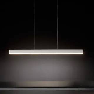 Riga LED-Pendelleuchte, 40 W, 3551 Lumen, 3000 K, mattweißer Aluminium-Satin-Diffusor, modernes lineares Design für Innenräume, 120 x 1 x 250 cm