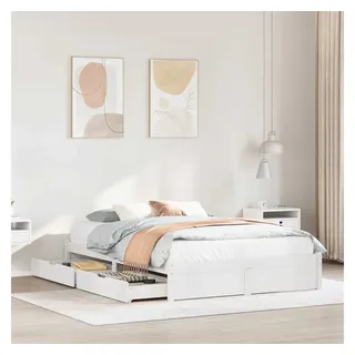 vidaXL Massivholzbett ohne Matratze Weiß 120x200 cm Kiefernholz