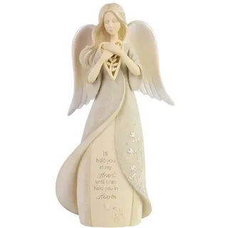 Enesco Foundations Collection Engelsfigur Heart Hold You in Heaven, Kunstharz, handbemalt, Sammlerstück, dekorative Engel-Figuren, Heimdekoration, Gedenkstatue, 20,3 cm