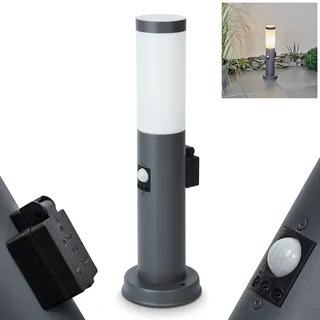HOFSTEIN Wegeleuchte Sessa, Außenwegeleuchte mit Bewegungsmelder und Steckdose aus Metall/Kunststoff in Anthrazit/Weiß, Sockelleuchte für Garten, Außenbereich, Hof, Terrasse, Höhe 45,5 cm, E27, IP44