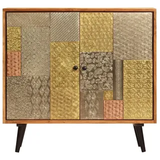 vidaXL Sideboard 80x30x75 cm Massivholz Akazie - Gelb