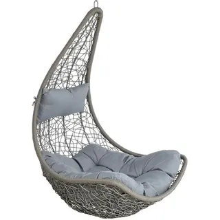 Hängesessel Polyrattan Hängekorb ohne Gestell Hängestuhl Hängeschaukel Korb grau - Grau, Silber