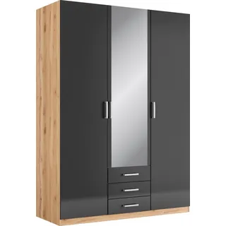 Priess Kleiderschrank Amsterdam 140 x 193 x 56 cm Schwarz