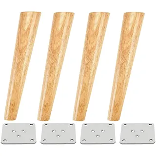 Qrity 4 Stück Möbelfüße Holz, 40cm Ersatz Sofafüße mit Montageplatten & Schrauben, für Schrank, Sofa, Couchtisch, TV-Schrank und andere Möbelbeine