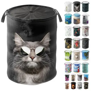 Sanilo Wäschekorb »Cool Cat« kräftige Farben, samtweiche Oberfläche, mit Deckel, schwarz