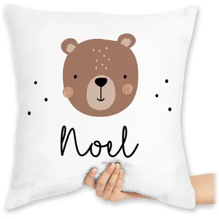Kissen 40x40 Zierkissen - Süßer Bär I Bären I Bärenmotiv I Bear - 40 x 40 cm - Weiß - teddy name kissenhülle bärchen tier pillow teddybär tiere sitzkissen personalisierte personalisierter