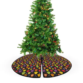 ABAKUHAUS Baum Weihnachtsbaum Rock und Schürze Bunte Natur Winter, Weihnachtsdeko 135 cm aus Stoff Weihnachtsbaumschmuck, Mehrfarbig