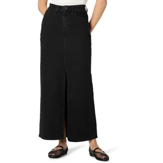 The Drop Rylie Maxi Denim Skirt with Front Slit Rock, Schwarz, M