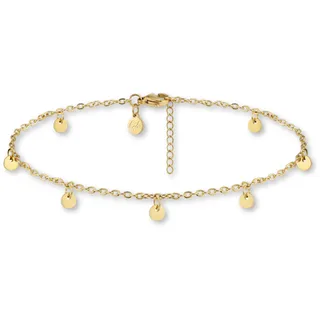 GD GOOD.designs Fußkettchen für Damen in Gold I 18K Vergoldete, wasserfeste Plättchen Fußkette verstellbar (22-27cm) aus Edelstahl I Goldener Frauen Fußschmuck mit Coins