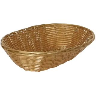 Olympia Poly Wicker Ovales Lebensmittelkorb-Set (6er-Pack), Braun, Größe: 60 (H) x 230 (B) x 160 (T) mm, spülmaschinenfest – Lebensmittelpräsentation für Brot, Gebäck, Hot Dogs, Pommes, T364