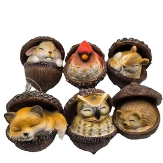 Forests Animal Acorn Ornaments | 6St 3D Eicheln Weihnachtsdeko Tiere Figuren | Kunstharz Lustige Weihnachtsdeko Tannenzapfen Tier Anhänger | Tannenzapfen Tiere Anhänger Weihnachtsbaumschmuck