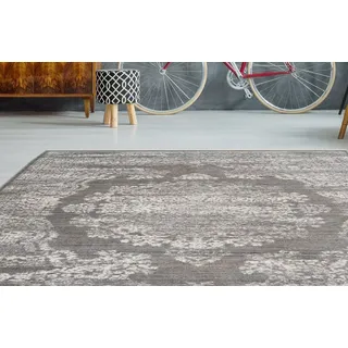 Teppich CALO-DELUXE "Rossa 808" Gr. 2, grau (anthrazit), B:80cm H:5mm L:150cm, Kunstfaser, Teppiche, Teppich, Vintage Design, Wohnzimmer