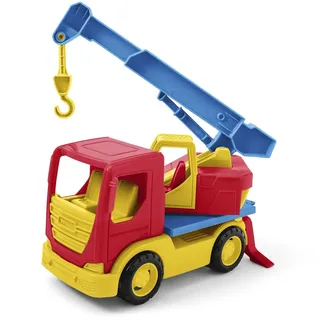 Wader 35317 - Tech Truck LKW mit Kran, beweglichem Haken, drehbarem Aufsatz und stabilen Stahlachsen, ca. 26 x 11,5 x 32 cm groß, ab 12 Monaten, kreatives Spielen