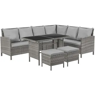 Svita Rattan-Lounge Madison , Grau , Kunststoff , 2 , Rechteckig,rechteckig , Gartenmöbel, Gartengarnituren, Gartenmöbel-Sets