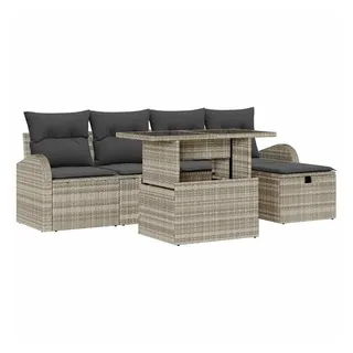 vidaXL Garten-Sofa-Set 6-tlg. hellgrau