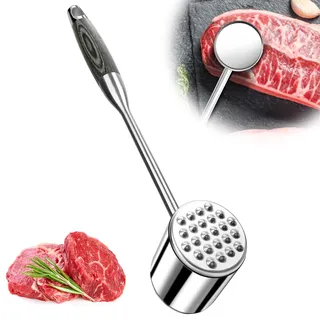 VINATO Fleischklopfer mit Holzgriff – 32 cm Fleischhammer aus 304 Edelstahl, Spülmaschinenfest, für Schnitzel, Steak, Geflügel & Mehr