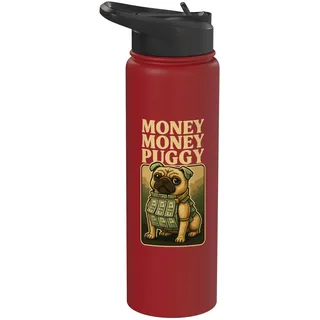 Money Money Puggy - Lustiger Hund Mops Brainrot Gaming Slang Meme Stainless Steel Insulated Water Bottle