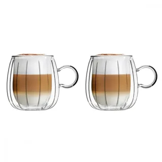 Vialli Design 2er-Set Gläser mit Henkel Tulip 250 ml | 2 Stück | Originelles Motiv, Auffälliges Design | Ideal für Kaffee, Tee, Getränke