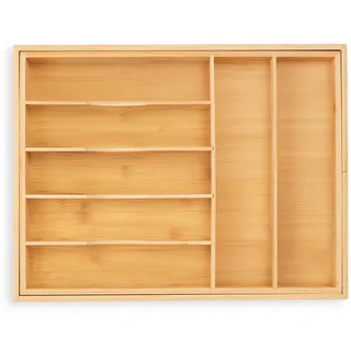 Relaxdays Besteckkasten , Holz, Holzwerkstoff , 50.5x5x44.5 cm , Küchenzubehör, Küchenhelfer, Besteckeinsätze