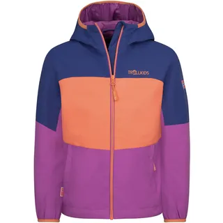 Regenjacke TROLLKIDS "KIDS BJORDAL JACKET", Jungen, Gr. 152, violet blau, papaya, mallow pink, Web, Obermaterial: 100% Polyester. Futter: 100% Polyester, Jacken Regenjacke, Übergangsjacke für Kinder und Jugendliche, sportlicher Stil