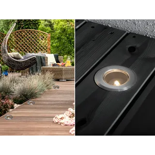 3er SET Mini LED Bodenspots Edelstahl Ø7cm Einbaustrahler für Garten & Terrasse