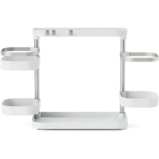 Umbra 1017580-670 Holster Multi-Level-Organizer, Moderne Aufbewahrung für Küche, Badezimmer und Büro, Kunststoff, Weiss/Nickel, Einheitsgrösse