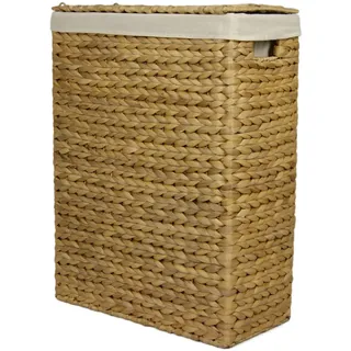Wäschesammler , Braun , Holz , Wasserhyazinthe , 58 l l , 23x60x45 cm , Haushalt & Reinigung, Wäschepflege, Wäschekörbe & Wäschetonnen