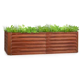 blumfeldt Rust Grow Hochbeet Gartenbeet, verzinktes Stahlblech, Materialstärke: 0,6 mm, einfache Montage, Rost-Finish, 200 x 60 x 100 cm (BxHxT) Rost - Braun