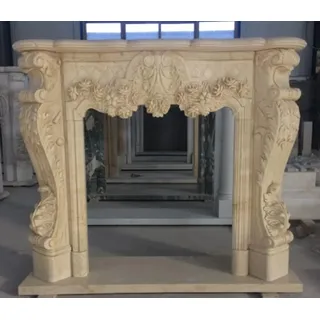 Casa Padrino Luxus Barock Marmor Kaminumrandung Creme 130 x H. 120 cm - Creme