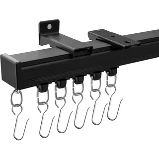 Vorhangschienen, Deckenmontage, robuste Vorhänge, Schienen, Raumteiler, Vorhangschiene für Wohnzimmer, Schlafzimmer, Zimmer, Duschtrenner, schwarz, 91 cm bis 30 cm