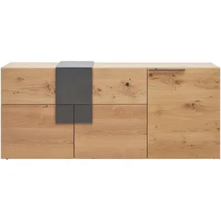 Voglauer Sideboard , Anthrazit, Eichefarben , Metall , Wildeiche , furniert , 2 Fächer , 1 Schubladen , 192.2x82x48.2 cm , Goldenes M, Made in Austria , Typenauswahl, Beimöbel erhältlich, stehend , Kleinmöbel, Kommoden, Sideboards