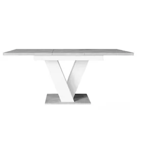 altdecor Esstisch ausziehbar, ideal als Küchentisch, Esszimmertisch - oder Wohnzimmertisch, solide Konstruktion aus Möbelplatte, 120 -160x80x75 c... - Weiß/Silber