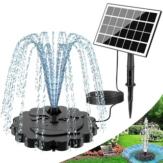SZMP 2 in 1 Solar Springbrunnen 2026 Upgrade, 3.5W DIY Abnehmbares Sonnenkollektor, Solar Teichpumpe mit 3M Kabel & 8 Düsen, Solarbrunnen Für Den Garten, Solarpumpe Für Brunnen Kit für Vogelbad, Teich
