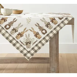 Artoid Mode Büffelkaro Hase Karotten Ostern Tischdecke, Tischwäsche Frühling Küche Tisch Dekoration Drinnen Urlaub Party Dekor 85x85 cm
