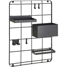 Bild Badezimmerregal Grid«, schwarz Metall, 42x55x13 cm, hängend, Badezimmer, Badezimmerregale, Badregale