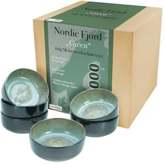 CreaTable CreaTable, 21559, Serie Nordic Fjord, 6-teiliges Geschirrset, Müslischalen Set aus Steinzeug, spülmaschinen- und mikrowellengeeignet, Qualitätsproduktion