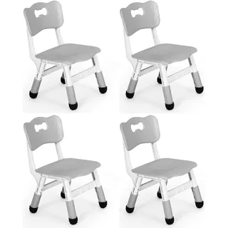 Clevich Kinder Schreibtischstuhl, Kinderstuhl Plastik bis 100KG, Kinder Stuhl Höhenverstellbar, mit Rückenlehne, ab 2 Jahr, Schule, Kinderzimmer, Tagespflege, Kindermöbel (Grau, 4PCS)