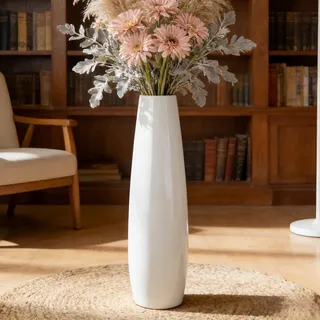 71,1 cm hohe Keramik-Bodenvase, GDSZJLJ weiß, große dekorative Vasen für Moderne Wohnkultur, Wohnzimmer, minimalistischer Stil, große Blumenvase für Pampasgras, Blumen, Zweige, Büro, Schlafzimmer