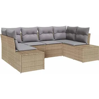 vidaXL Gartensofa-set mit Kissen 6 pcs Beige Poly-Rattan - Beige