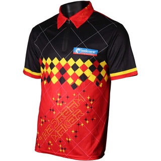 Unicorn Darts Herren Offizielles 2019 Dimitri Van Den Bergh Shirt XXXX-Large Schwarz/Rot/Gelb