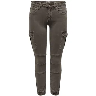 ONLY Cargo Jeans Hose | Stretch Denim Jogger Pants | Slim Mid Waist Karottenhose ONLMISSOURI, Farben:Hellgrau, Größe:38W / 30L, Z-Länge:L30