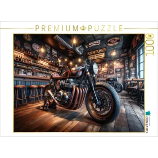 CALVENDO Puzzle Vintage Cafe Racer - Der Klassiker neu durch KI interpretiert | 1000 Teile Lege-Größe 64 x 48 cm Foto-Puzzle für glückliche Stunden