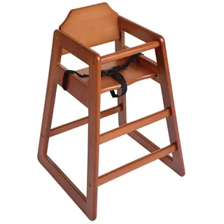 Bolero Robuster, sicherer Hochstuhl aus Holz für Babys und Kleinkinder | Dunkles Holzfinish | Sitzhöhe: 500 mm | Geeignet für Kinder bis 36 Monate | Inklusive 3-Punkt-Hüftgurt | DL901