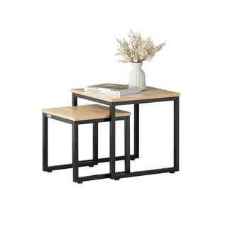 SoBuy Couchtisch 2er Set Natur , Holzwerkstoff , 50x50x50 cm , Wohnzimmer, Wohnzimmertische, Beistelltische