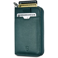 Vaultskin Notting Hill schlanke Brieftasche mit Reißverschluss und RFID Schutz. Geldbörse für Kreditkarten Bargeld Münzen (Grün)